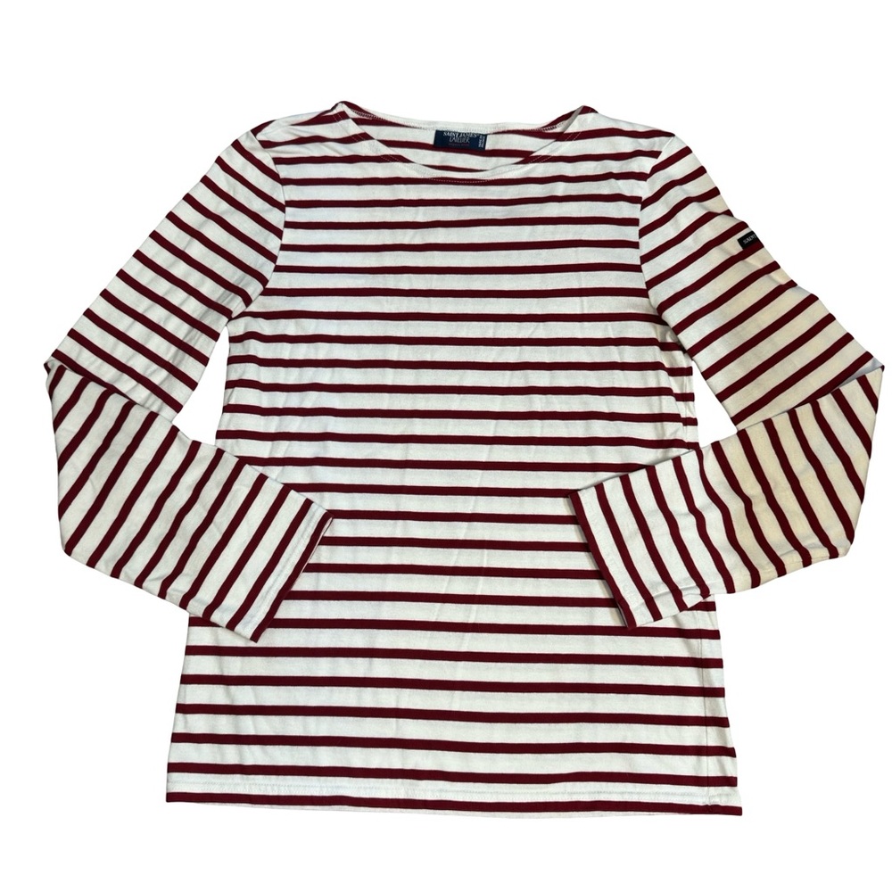 Saint James Red and White Striped Long Sleeve Tee - Picture 6 of 11